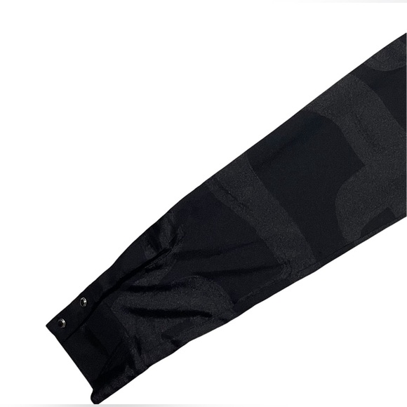 CAlVIN KLEIN JACQUARD BLACK BLOUSE PLEATED V-NECK WOMEN ASYMMETRICAL PRINT SMALL - Picture 10 of 10